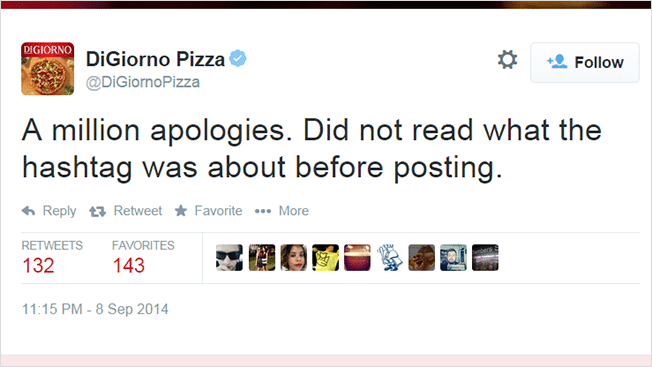 DiGiorno Bad Social Media Marketing Examples: Apology